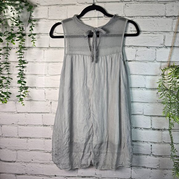 COLLEZIONE GAIA 100% SILK SLEEVELESS TUNIC GRAY LINED WOMENS SIZE LARGE - Picture 2 of 9